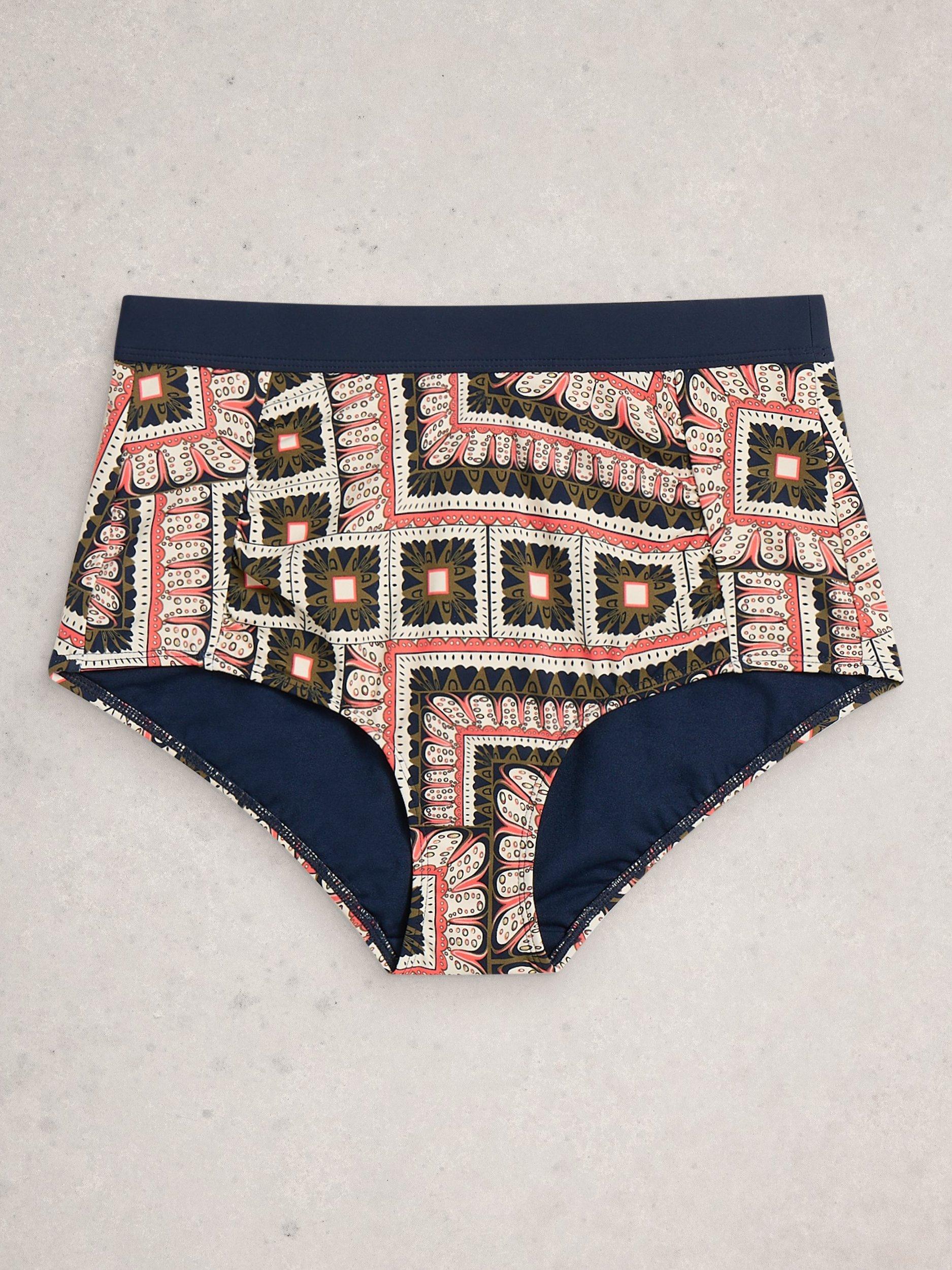 Product image 5 of 6, which shows White Stuff Verity High Waisted Bikini Bottoms, Multi, 6