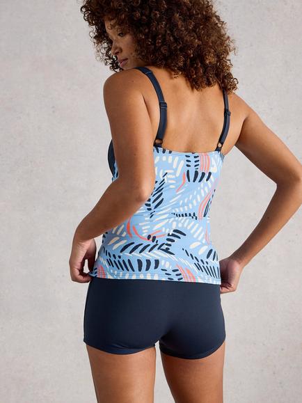 White Stuff Splash Tankini Top, Aqua/Multi - view 2, Aqua/Multi