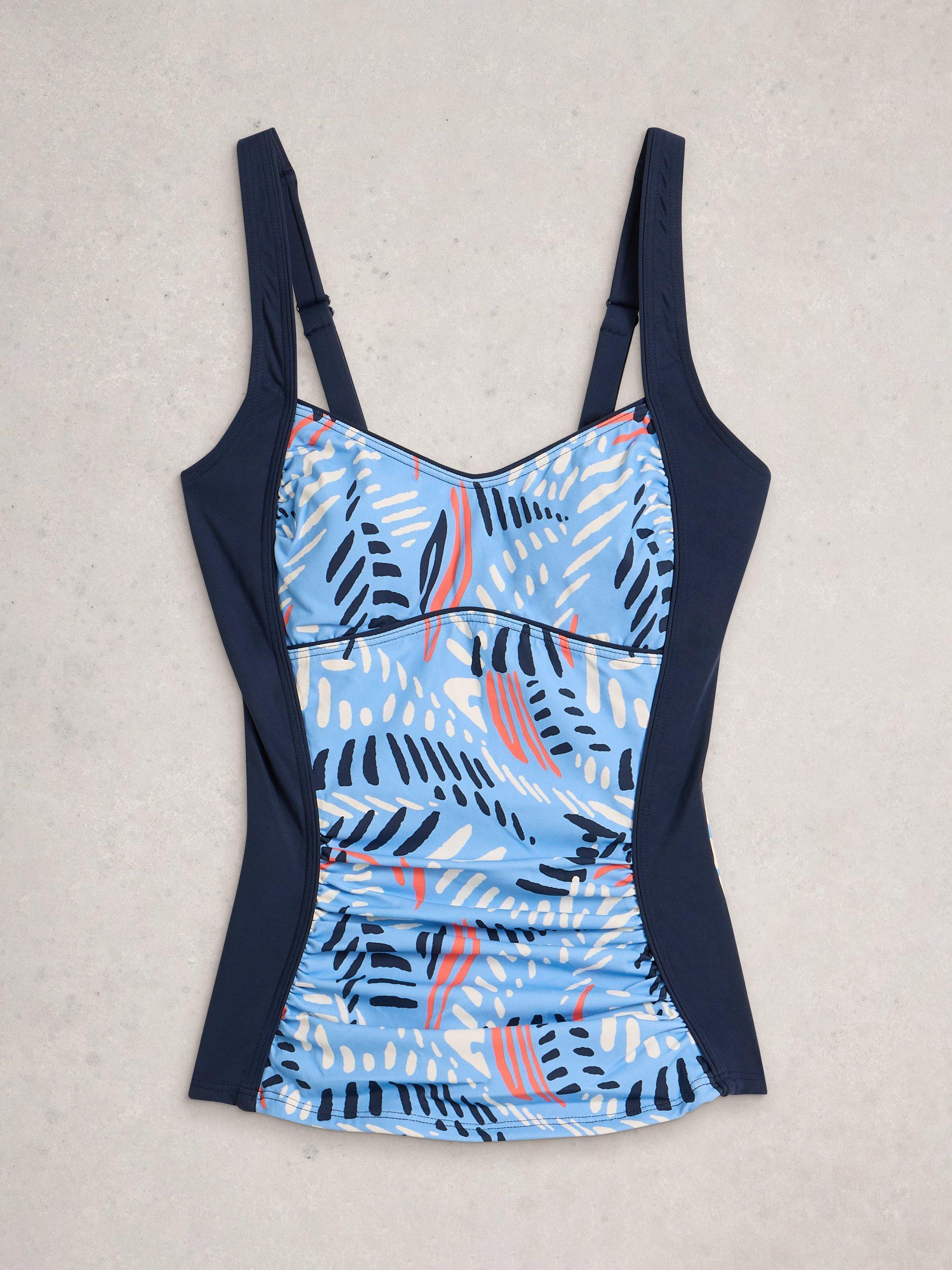 Product image 5 of 6, which shows White Stuff Splash Tankini Top, Aqua/Multi, 12