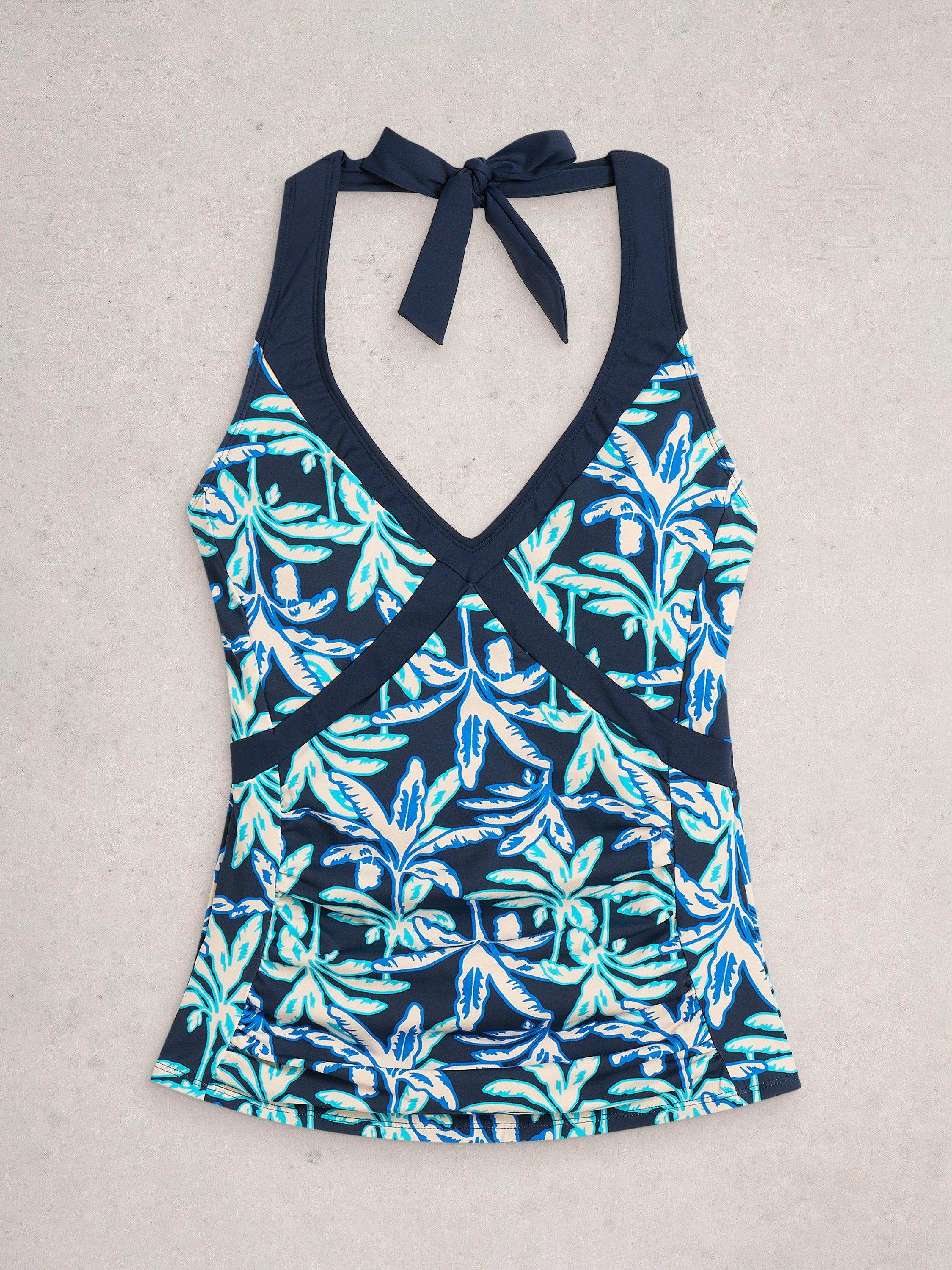 Product image 5 of 6, which shows White Stuff Valley Halterneck Bikini Top, Navy/Multi, 6