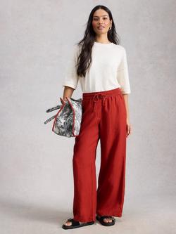 White Stuff Ally Pure Linen Trousers, Red