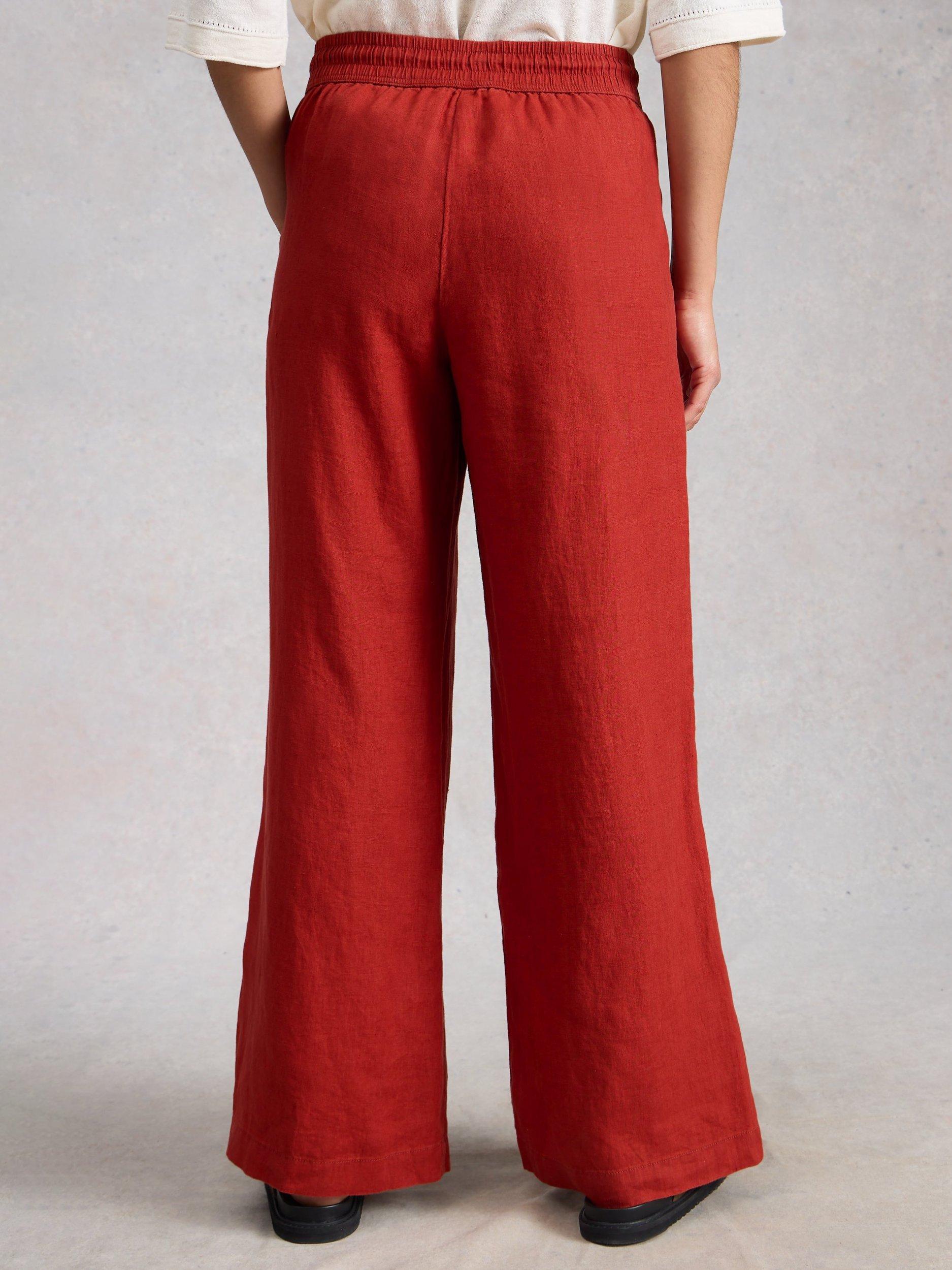 Product image 2 of 6, which shows White Stuff Ally Pure Linen Trousers, Red, 6S