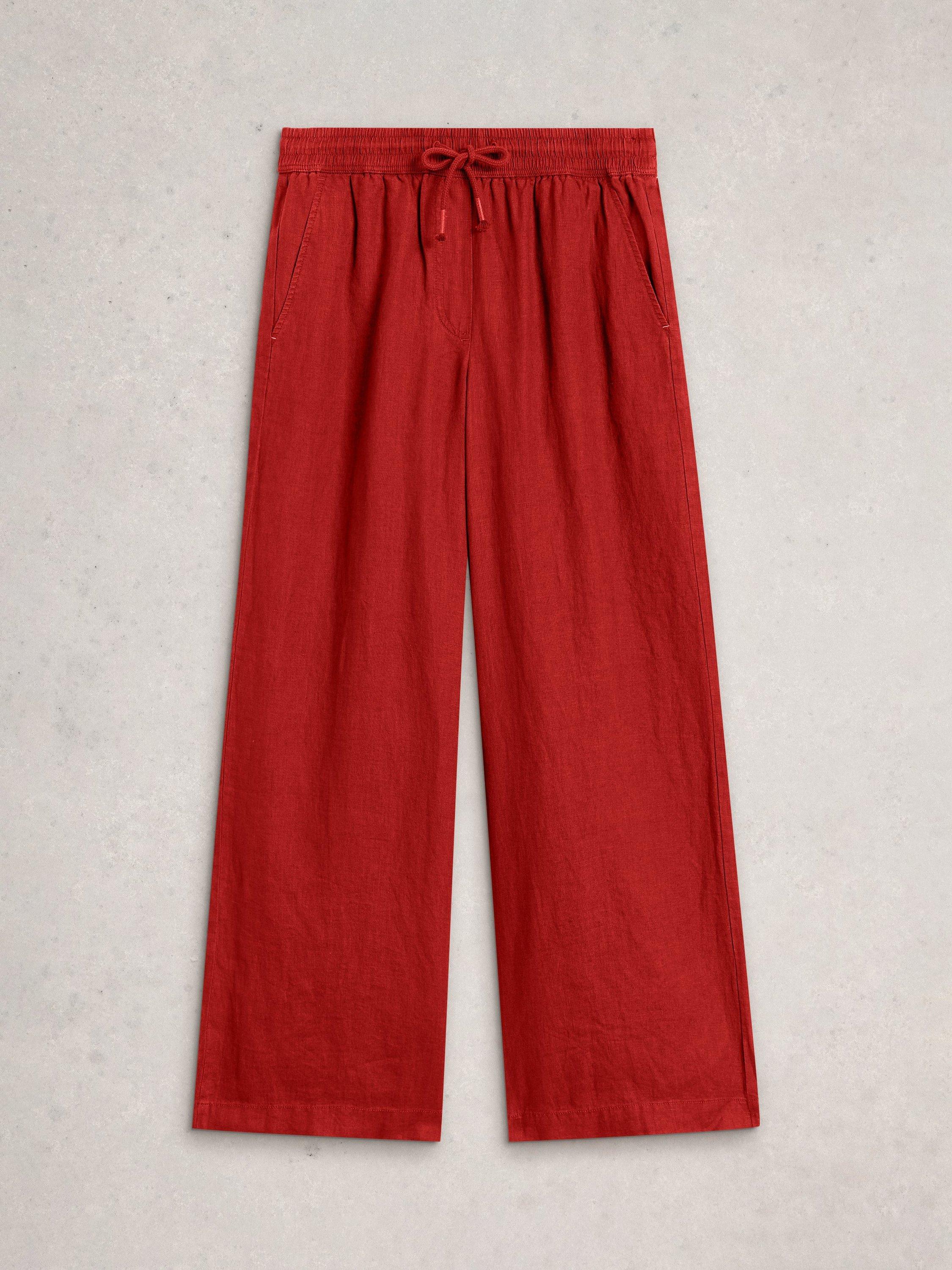 Product image 5 of 6, which shows White Stuff Ally Pure Linen Trousers, Red, 6S