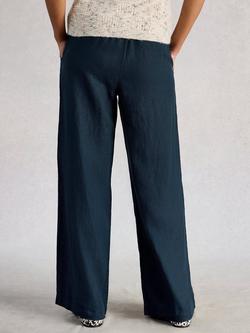 White Stuff Ally Pure Linen Trousers - view 2, Midnight Blue