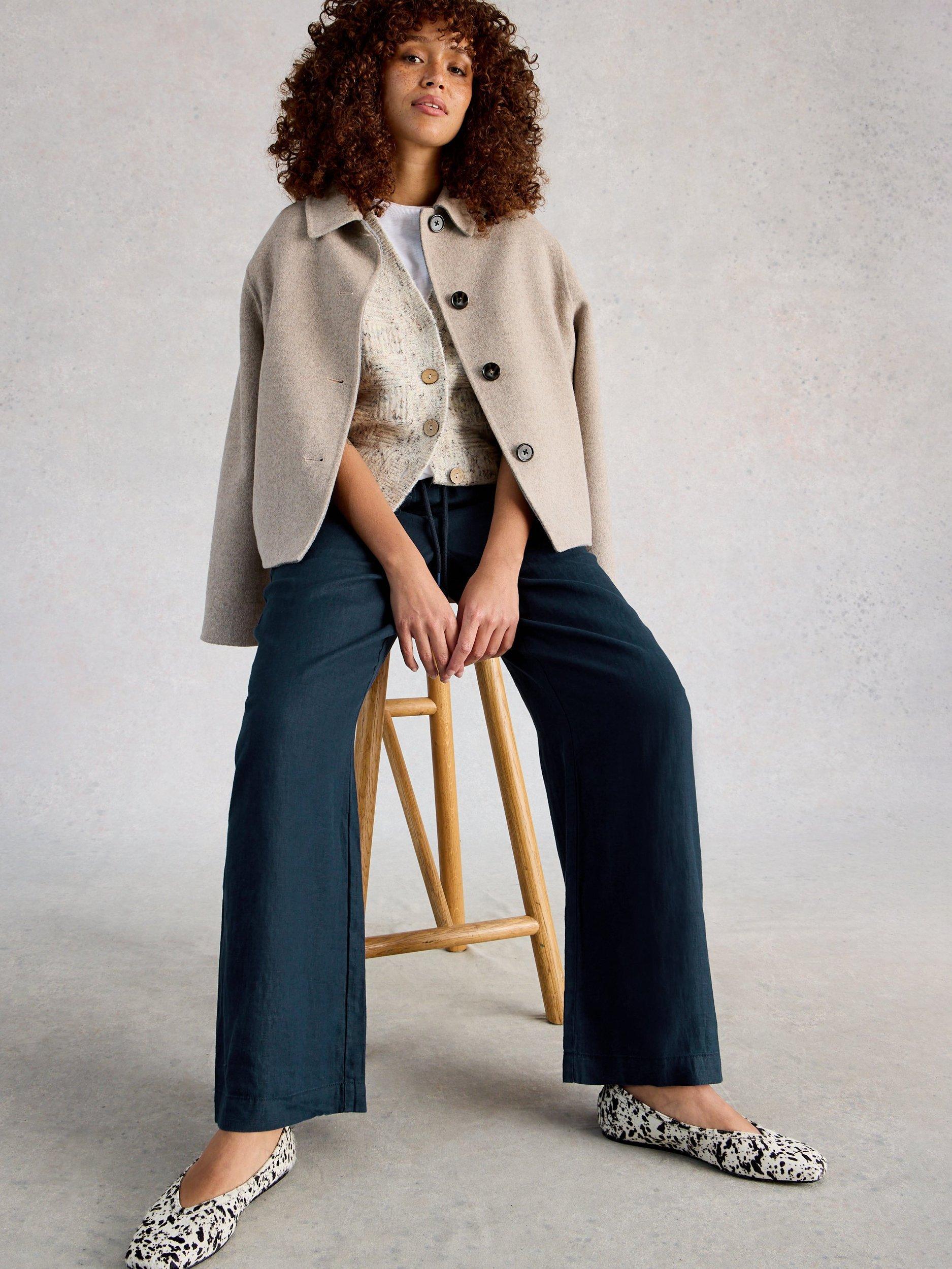 Product image 4 of 6, which shows White Stuff Ally Pure Linen Trousers, Midnight Blue, 6S