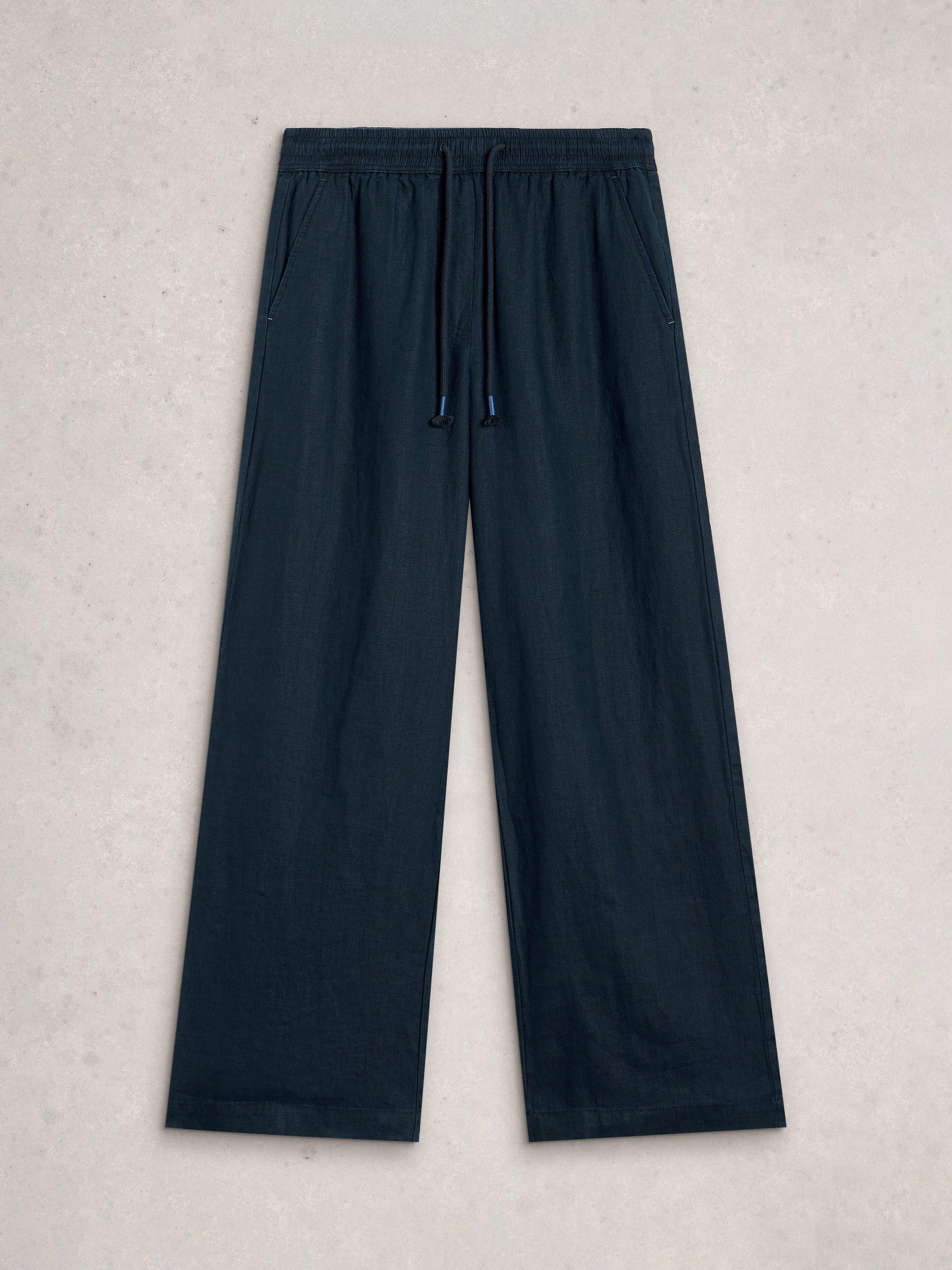Product image 5 of 6, which shows White Stuff Ally Pure Linen Trousers, Midnight Blue, 6S