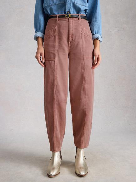 White Stuff Aubrey Barrel Leg Utility Trousers, Mid Pink, Mid Pink