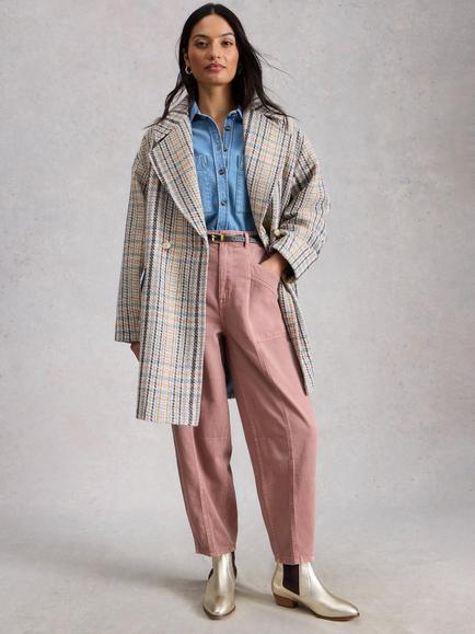 White Stuff Aubrey Barrel Leg Utility Trousers, Mid Pink - view 2, Mid Pink