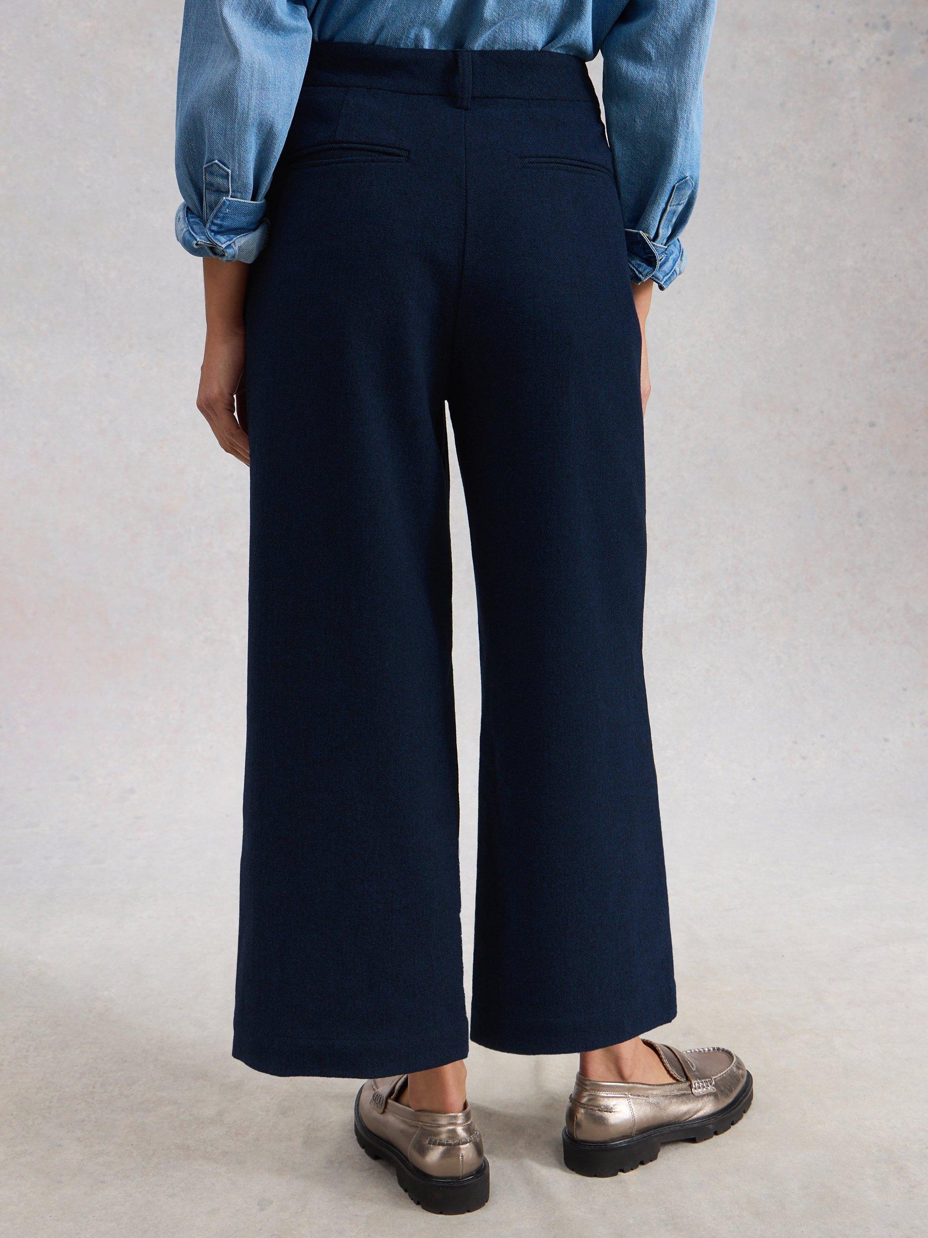 Product image 2 of 6, which shows White Stuff Wool Blend Belle Crop Trousers, Navy, 6S