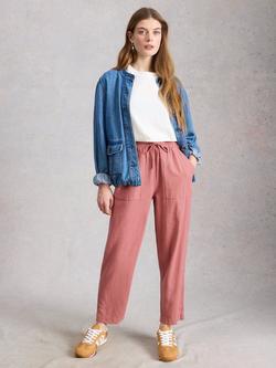 White Stuff Elle Linen Blend Trousers containing LENZING™ ECOVERO™ Viscose, Dusty Pink, Dusty Pink