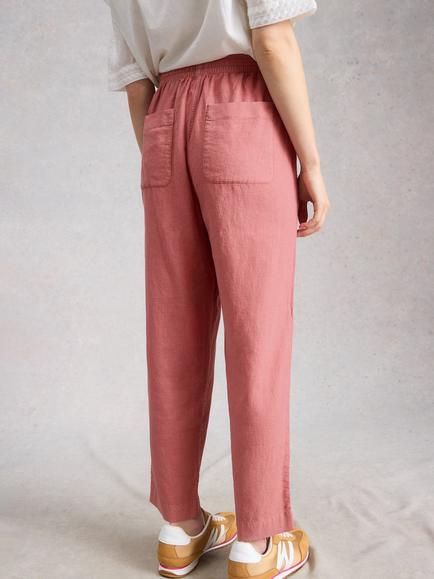 White Stuff Elle Linen Blend Trousers containing LENZING™ ECOVERO™ Viscose, Dusty Pink - view 2, Dusty Pink