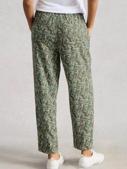 White Stuff Elle Leaves Linen Blend Trousers, Green/Multi - view 2, Green/Multi