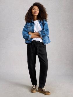 White Stuff Hadley Tapered Pure Linen Trousers, Black