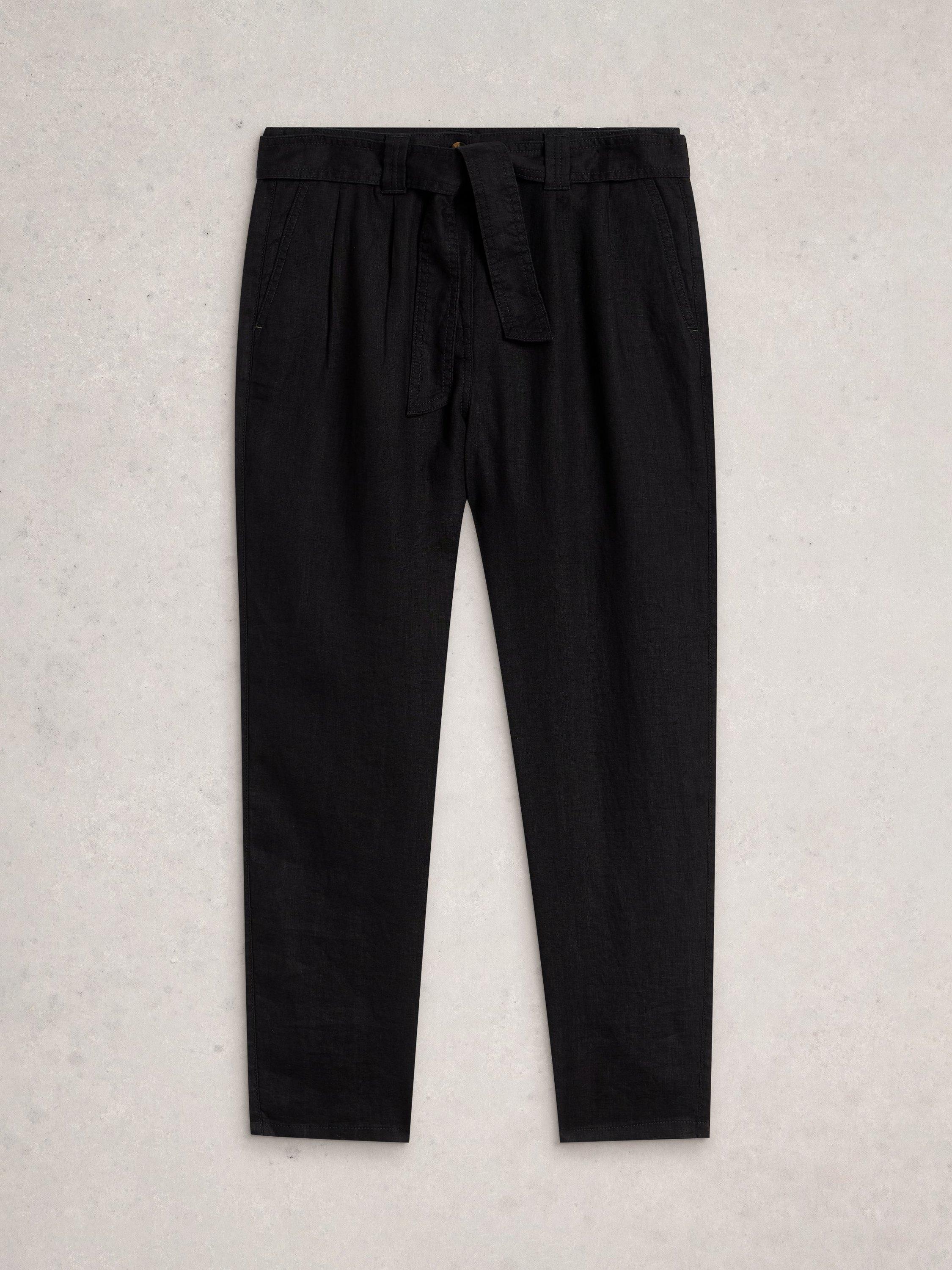 Product image 5 of 6, which shows White Stuff Hadley Tapered Pure Linen Trousers, Black, 6S