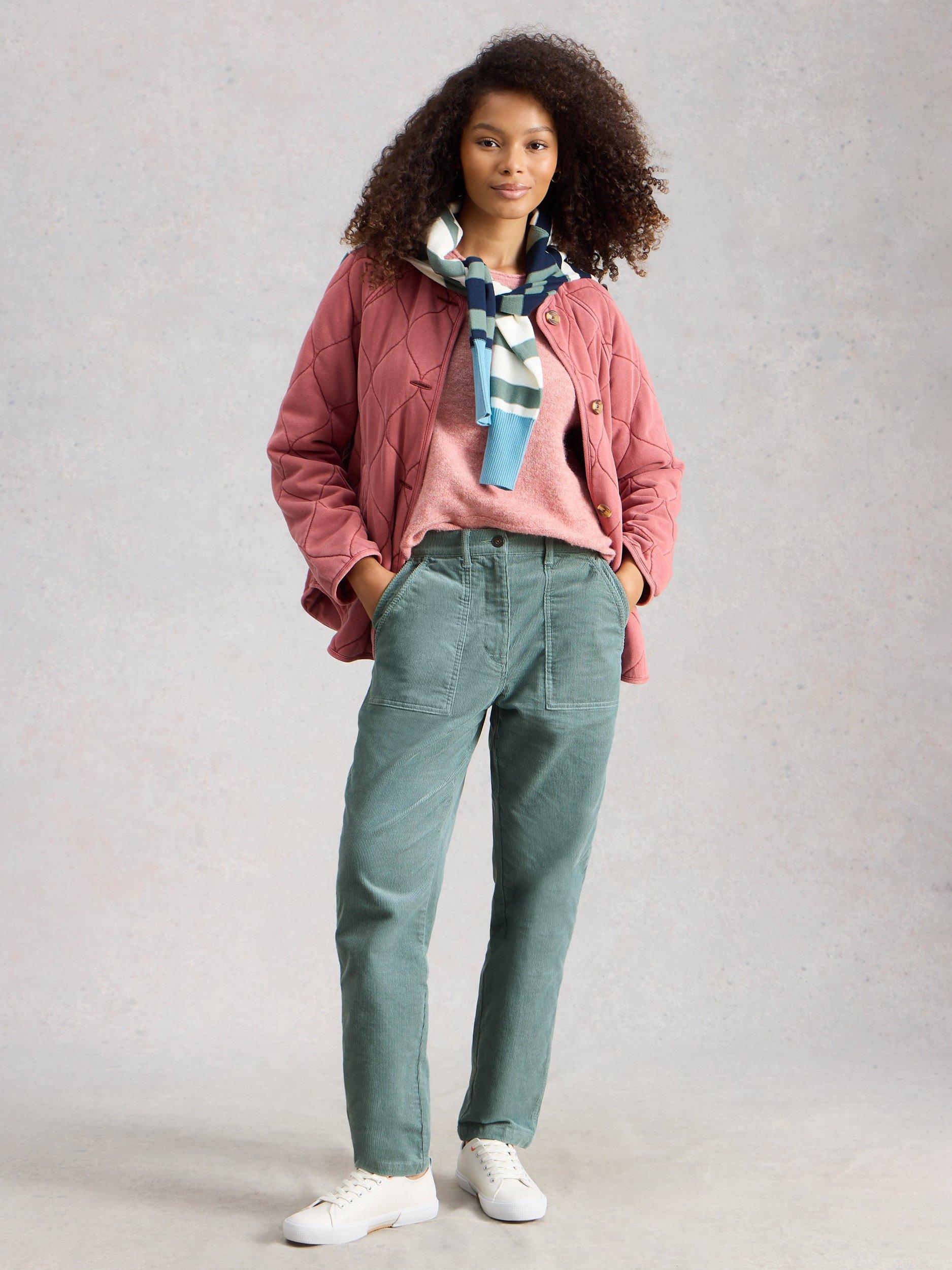 Product image 2 of 2, which shows White Stuff Twister Corduroy Trousers, Teal, 6S
