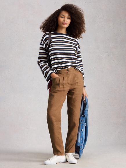 White Stuff Rowena Pure Linen Trousers, Tan, Tan