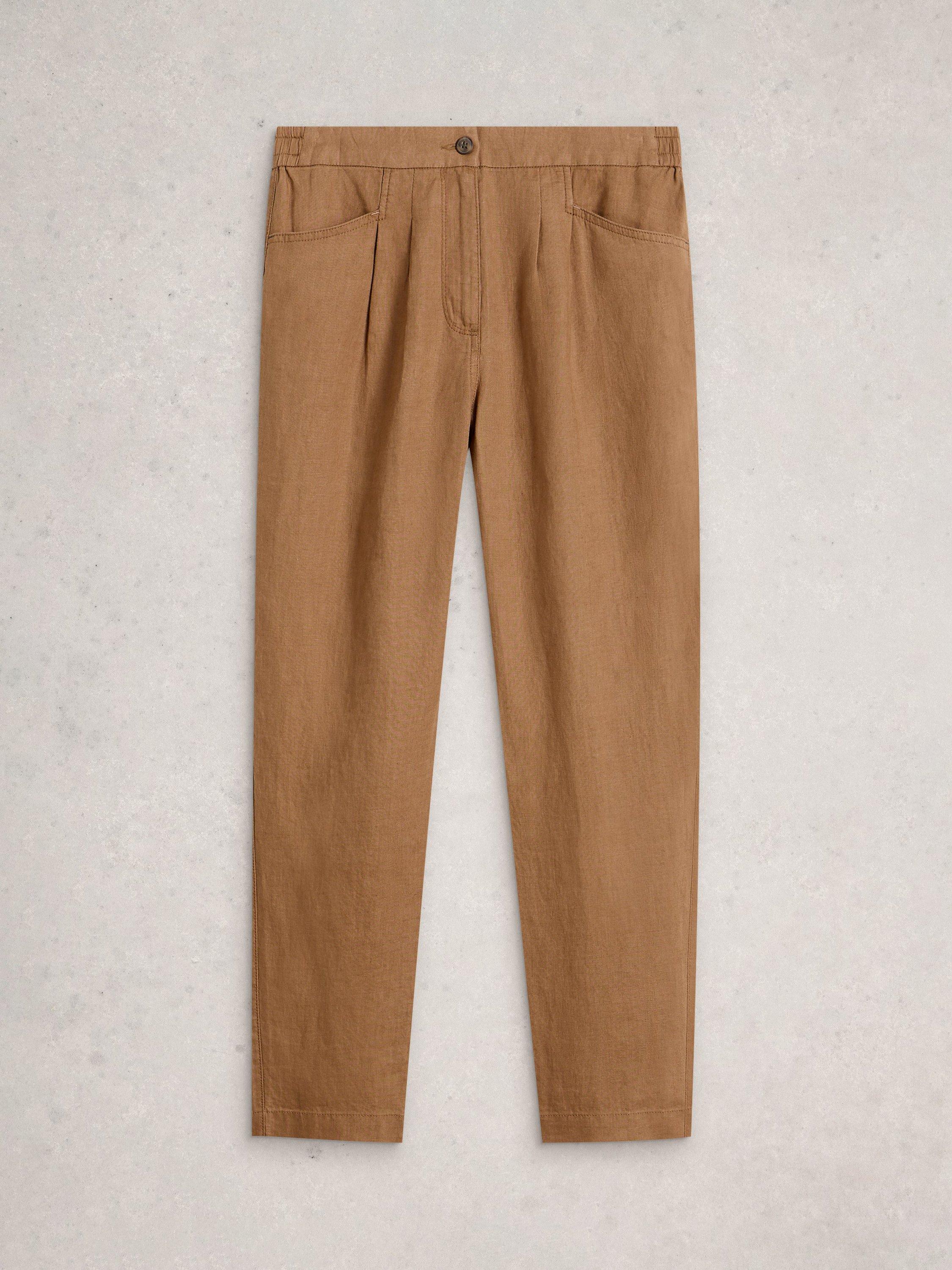 Product image 5 of 6, which shows White Stuff Rowena Pure Linen Trousers, Tan, 6S