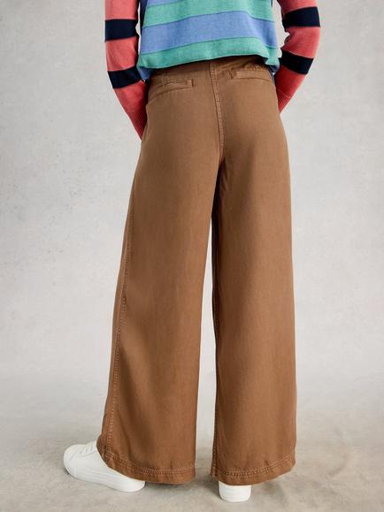 White Stuff Sasha Wide Leg Trousers containing TENCEL™ Lyocell, Tan - view 2, Tan