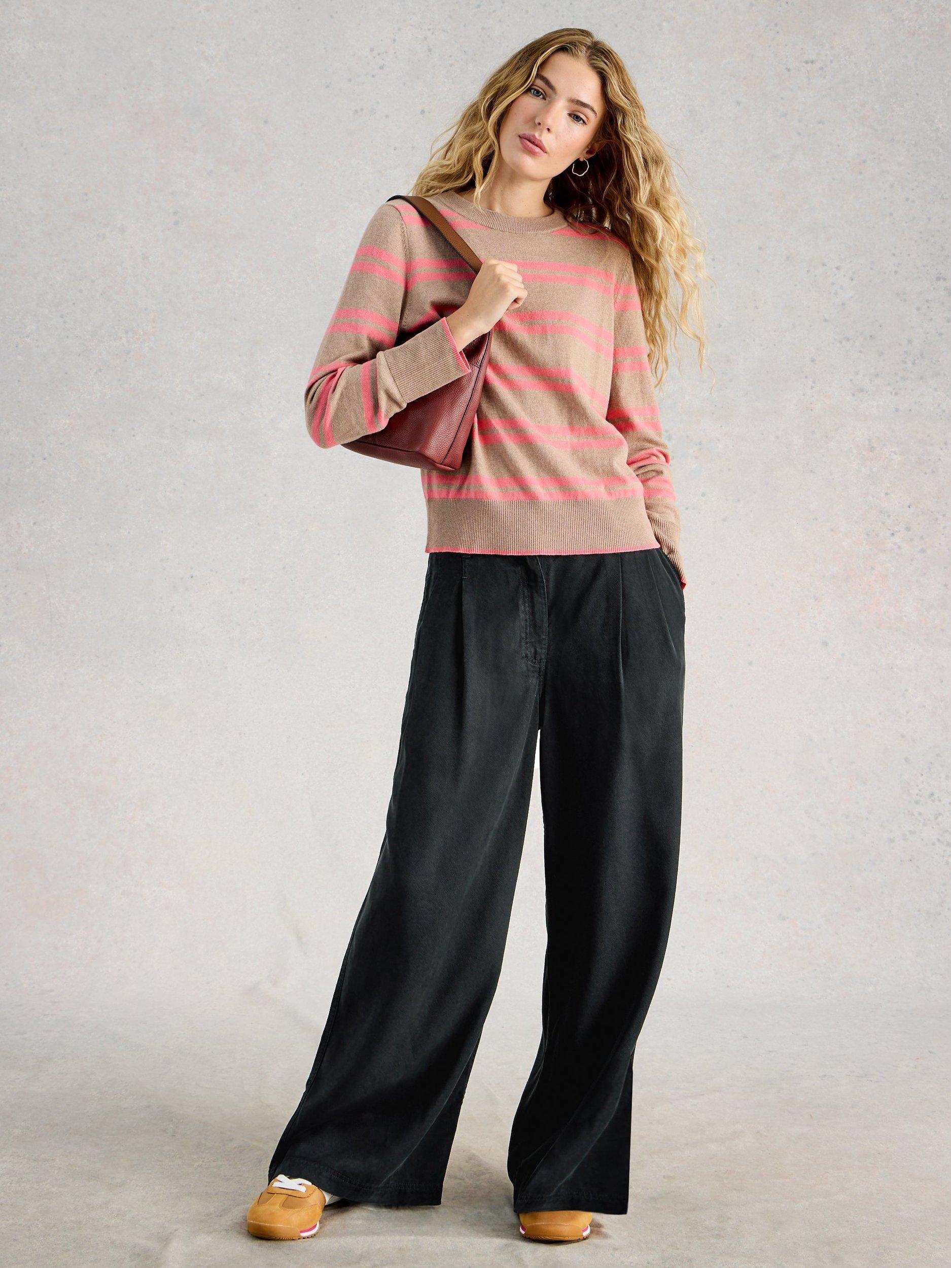 Product image 1 of 6, which shows White Stuff Sasha Wide Leg Trousers, Nearly Black, 6S