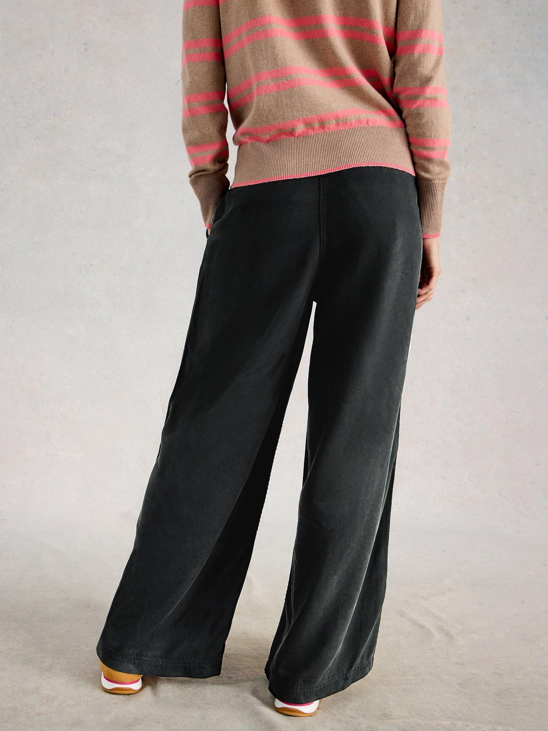 Product image 2 of 6, which shows White Stuff Sasha Wide Leg Trousers, Nearly Black, 6S