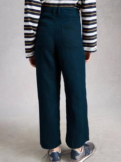 White Stuff Tia Cropped Pure Linen Trousers, Midnight Blue - view 2, Midnight Blue