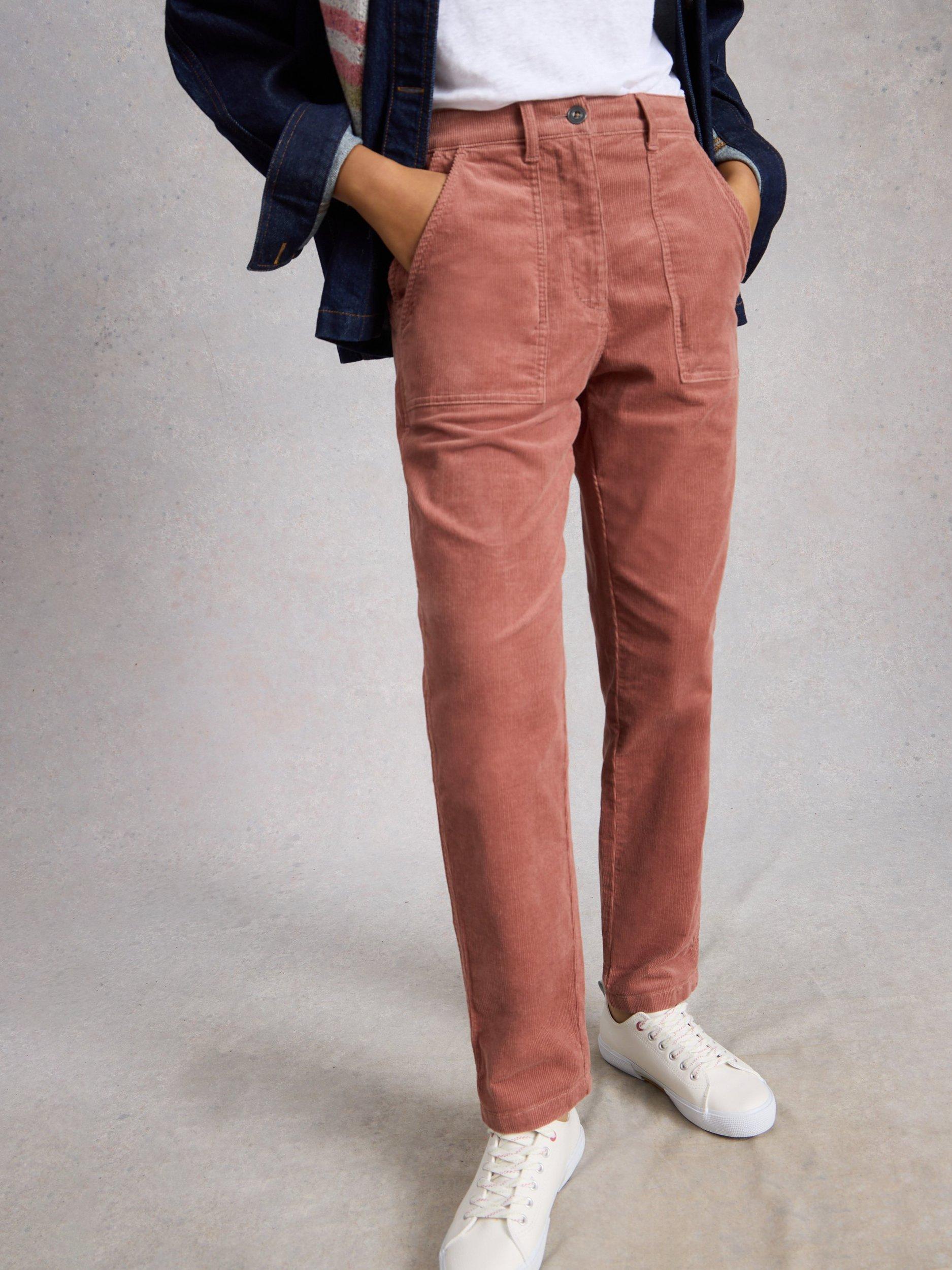 Product image 3 of 6, which shows White Stuff Twister Corduroy Trousers, Mid Pink, 6S