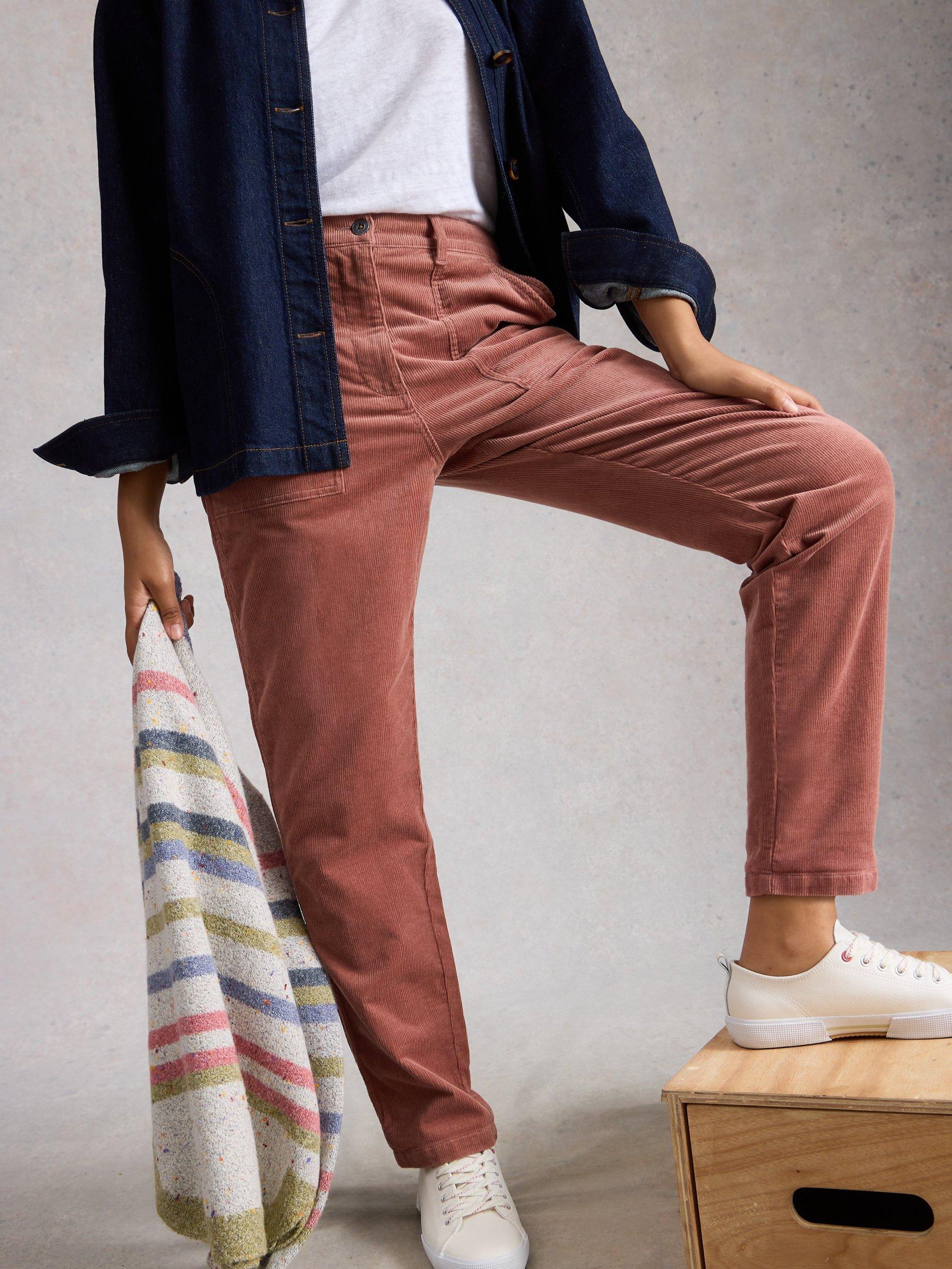 Product image 4 of 6, which shows White Stuff Twister Corduroy Trousers, Mid Pink, 6S