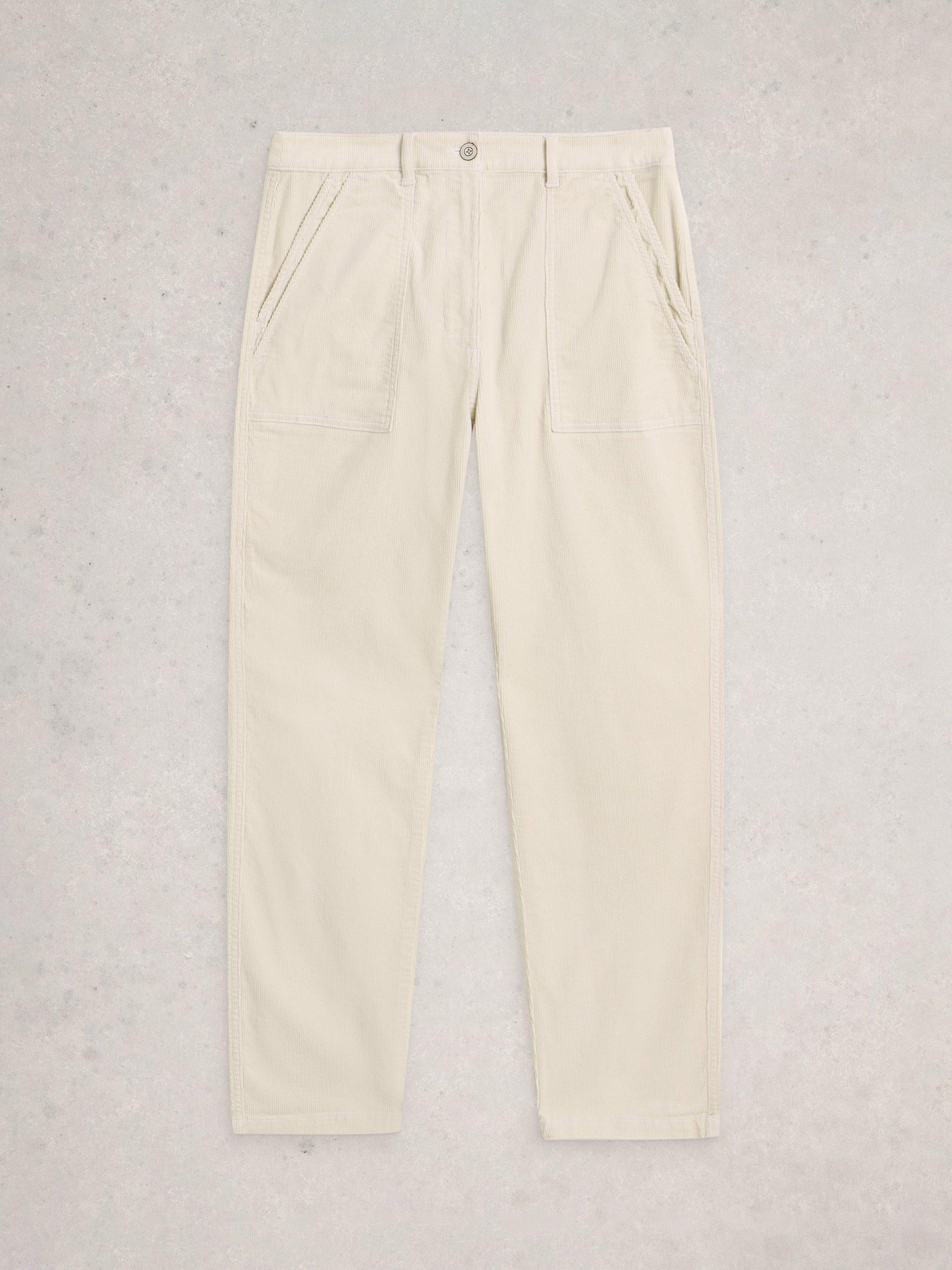 Product image 1 of 2, which shows White Stuff Twister Corduroy Trousers, White, 6S