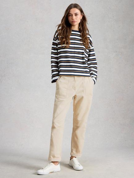 White Stuff Twister Corduroy Trousers, White