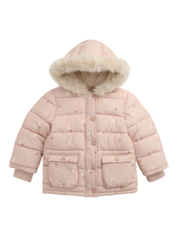 MORI Kids' Floral Padded Coat, Pink, Pink