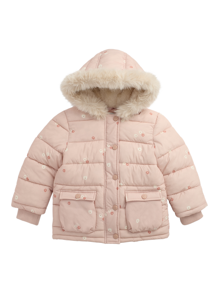 MORI Kids' Floral Padded Coat, Pink, Pink