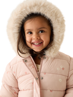 MORI Kids' Floral Padded Coat, Pink - view 2, Pink