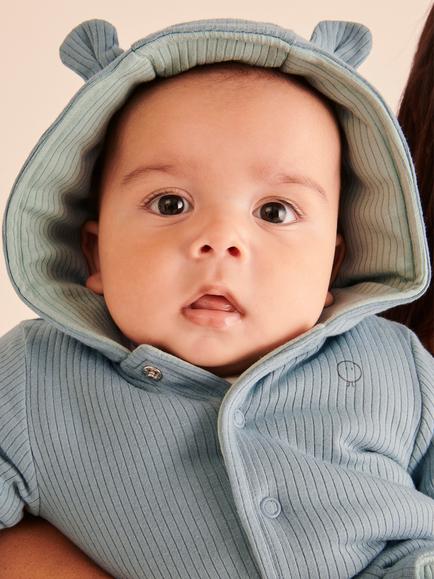 MORI Baby Ribbed Reversible Jacket, Sky & Mint - view 2, Sky & Mint