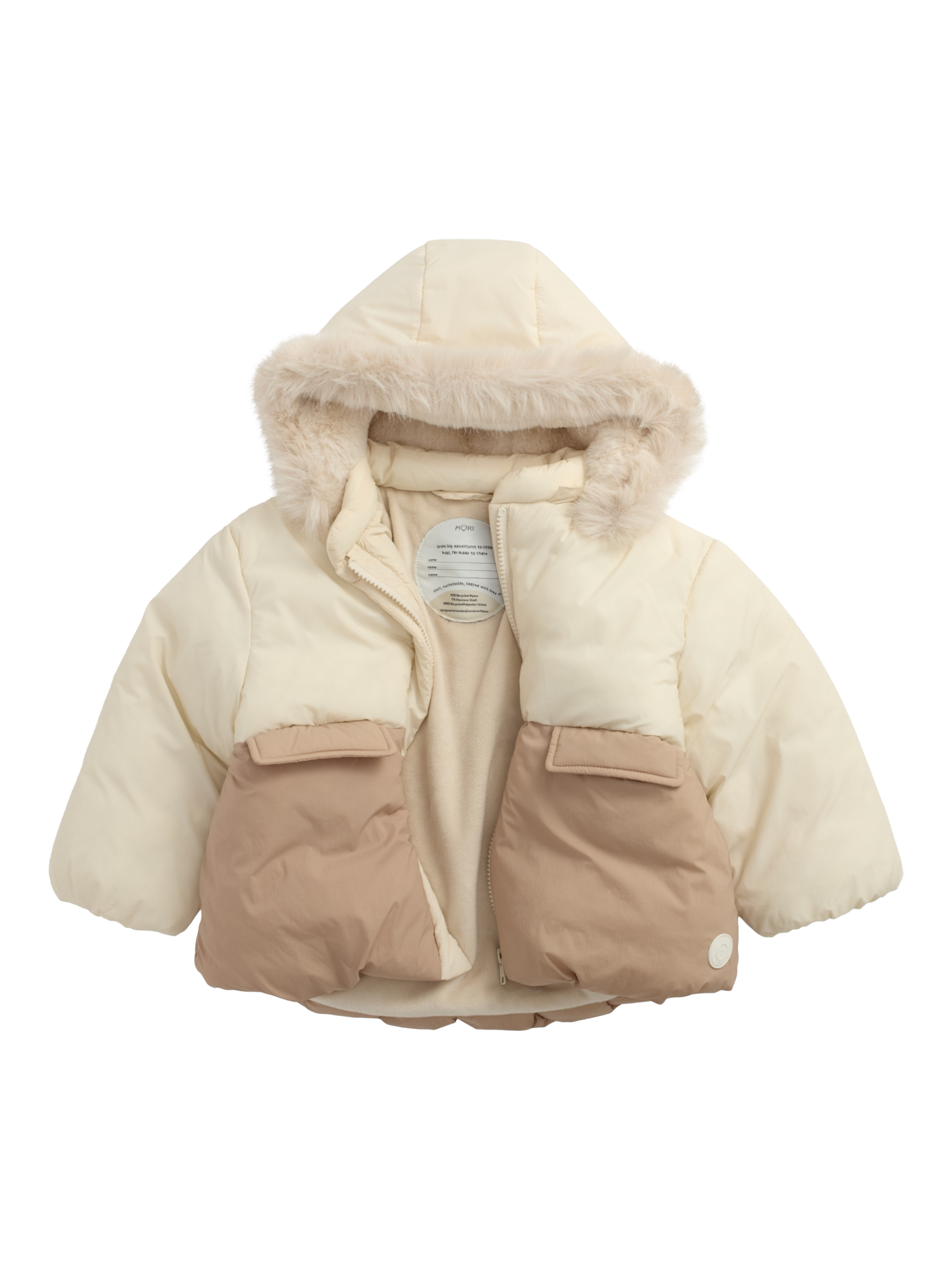 Product image 2 of 4, which shows MORI Kids' Padded Coat, Sesame, 12-18 months