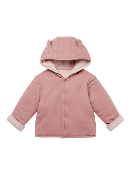 MORI Baby Ribbed Reversible Jacket, Rose, Rose