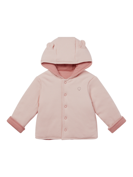 MORI Baby Ribbed Reversible Jacket, Rose - view 2, Rose