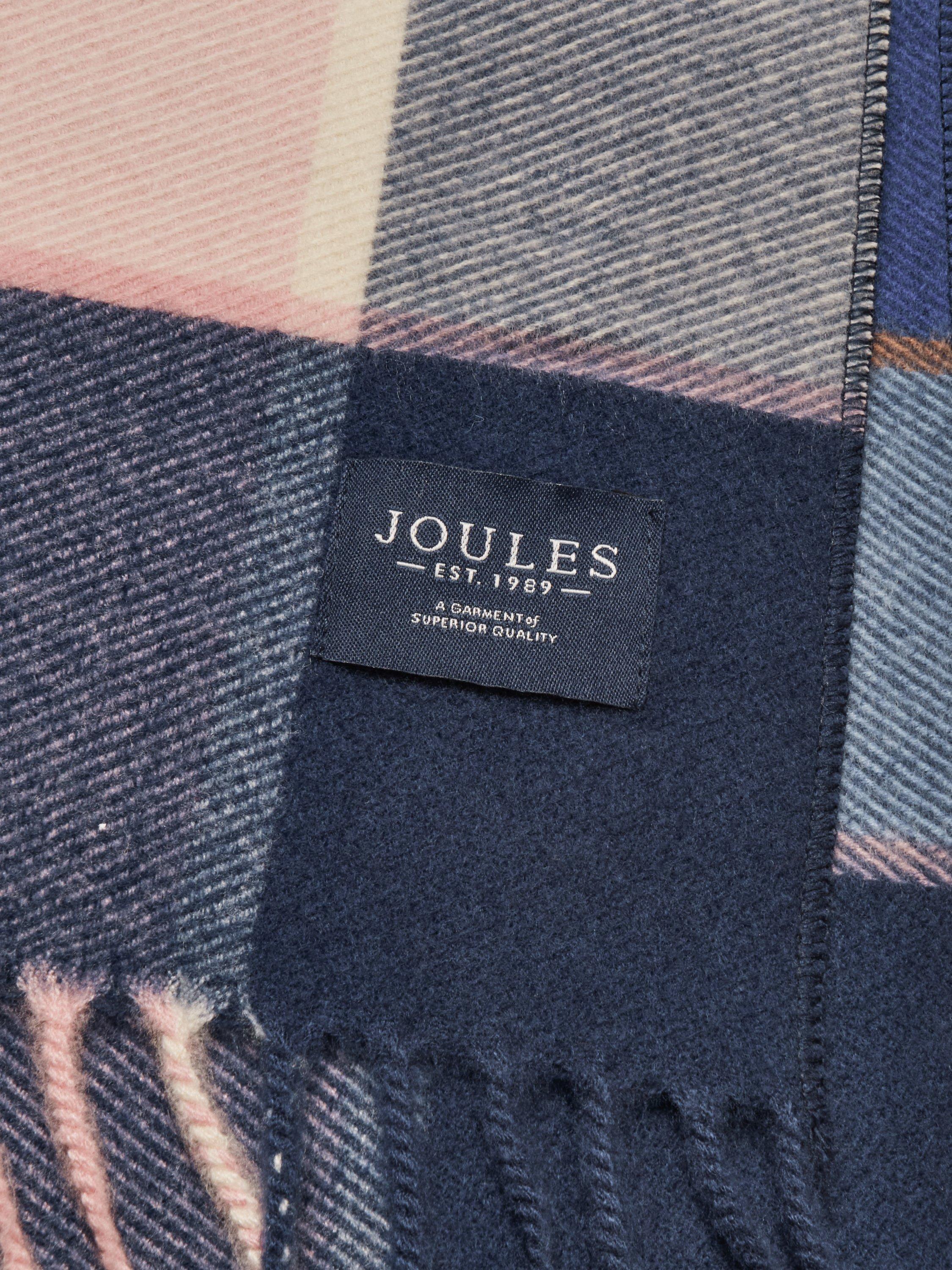 Product image 3 of 5, which shows Joules Langtree Gingham Scarf, Blue/Pink, One Size