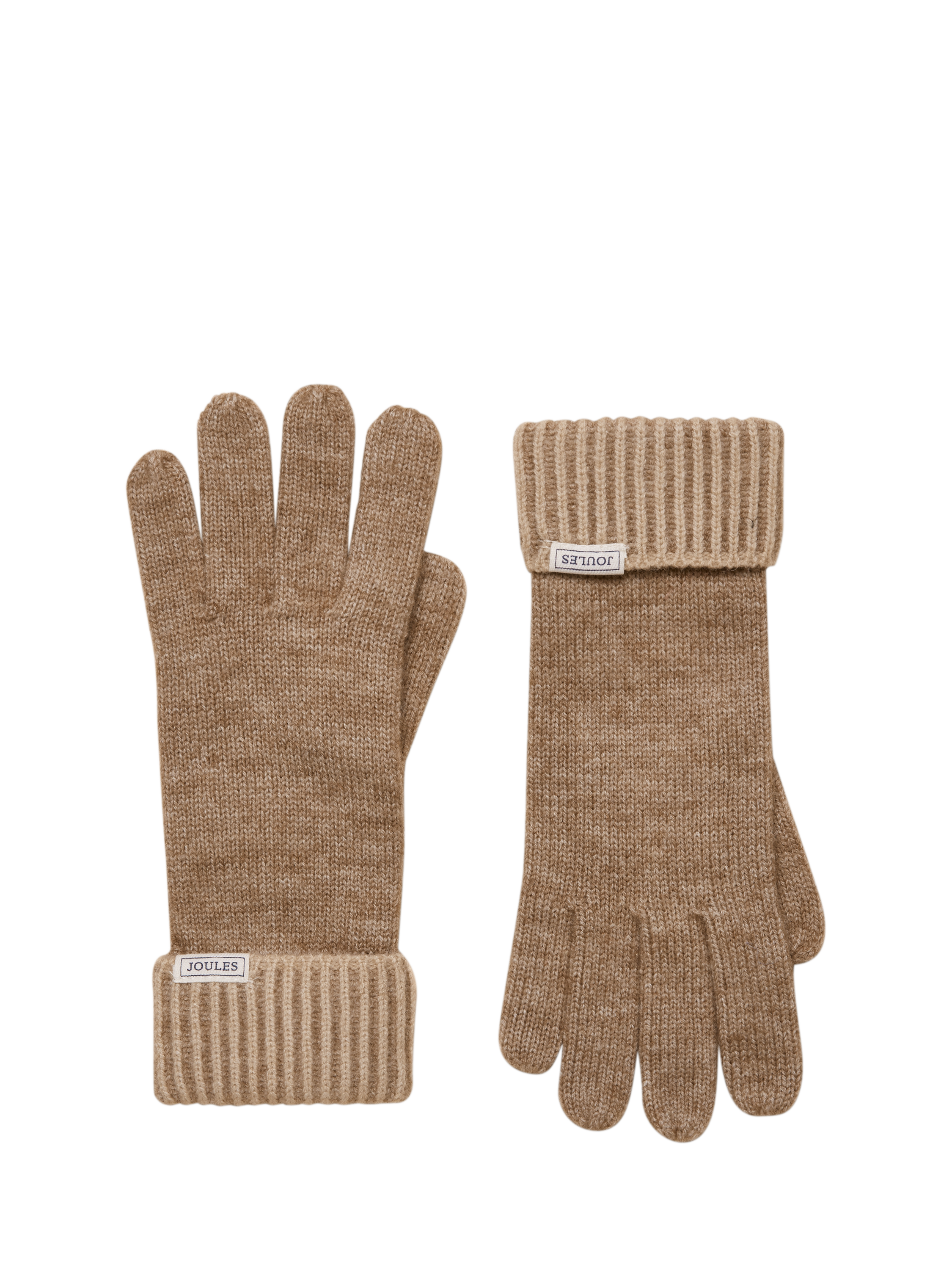 Product image 1 of 3, which shows Joules Ada Plaited Gloves, Oatmeal, S-M