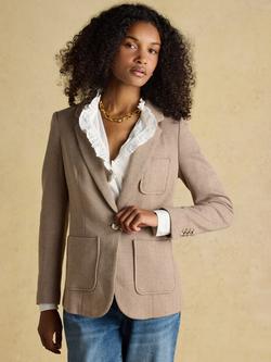 Joules Herringbone Single Button Blazer, Tan Brown, Tan Brown