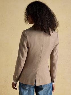 Joules Herringbone Single Button Blazer, Tan Brown - view 2, Tan Brown