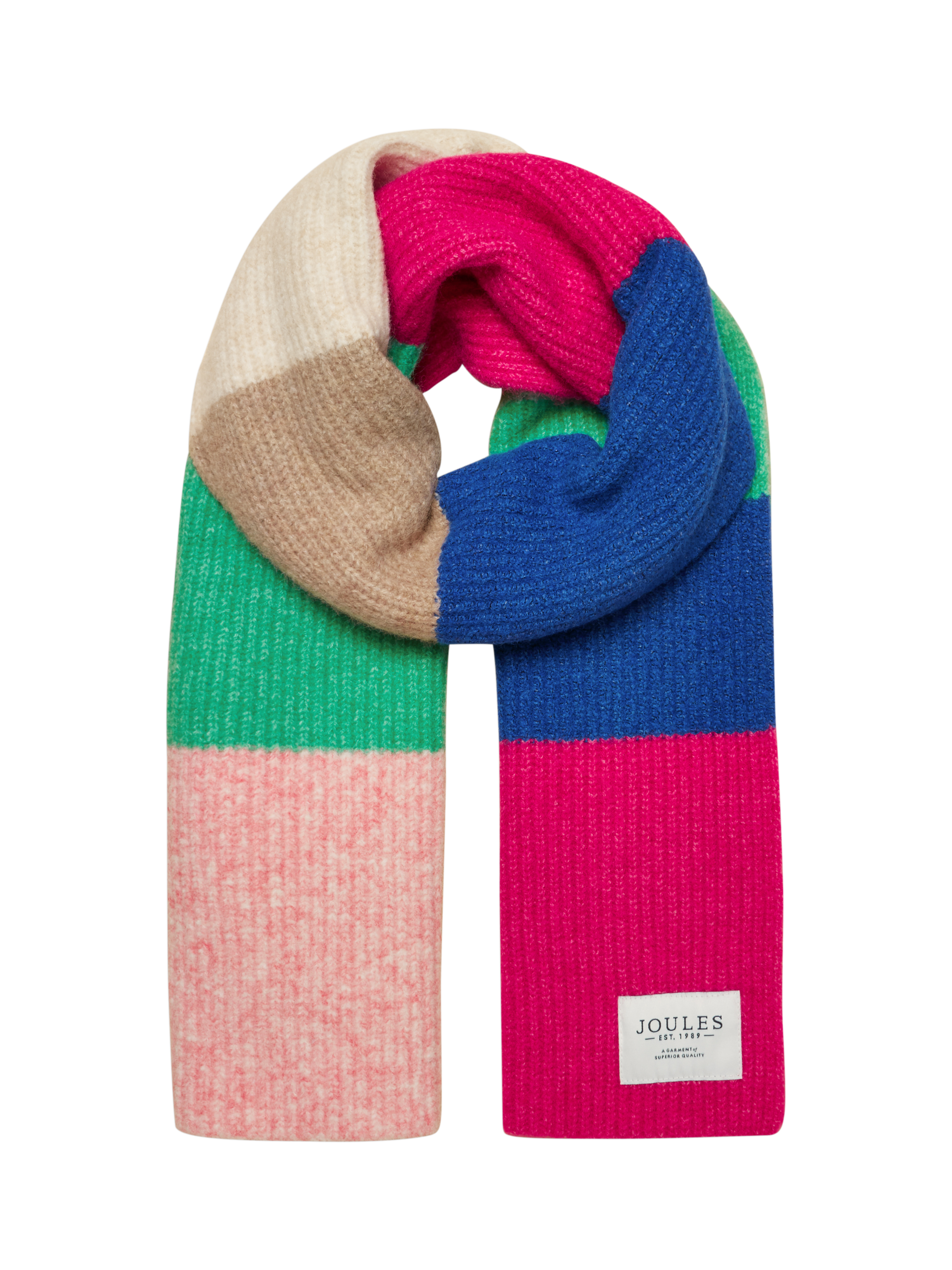 Product image 1 of 5, which shows Joules Caversham Block Stripe Scarf, Multi, One Size