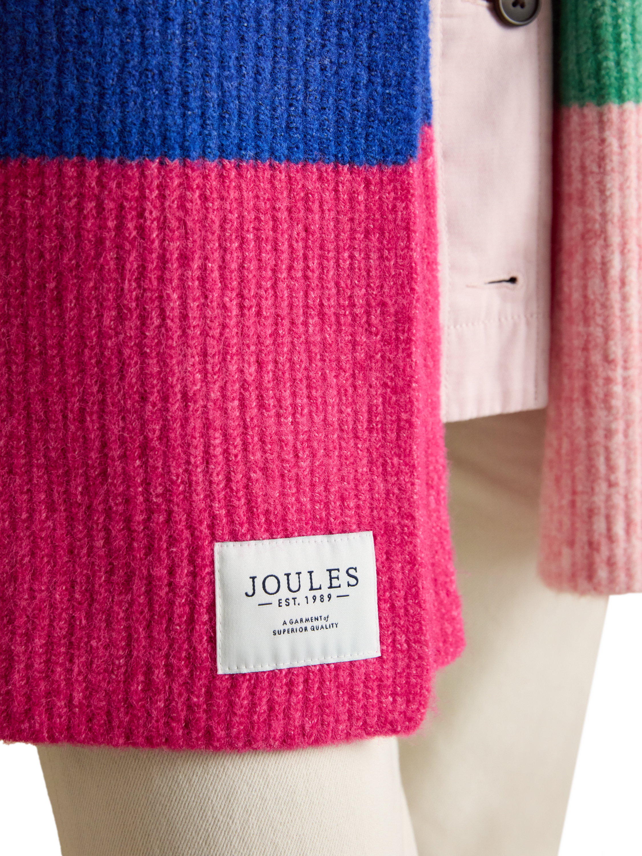 Product image 5 of 5, which shows Joules Caversham Block Stripe Scarf, Multi, One Size