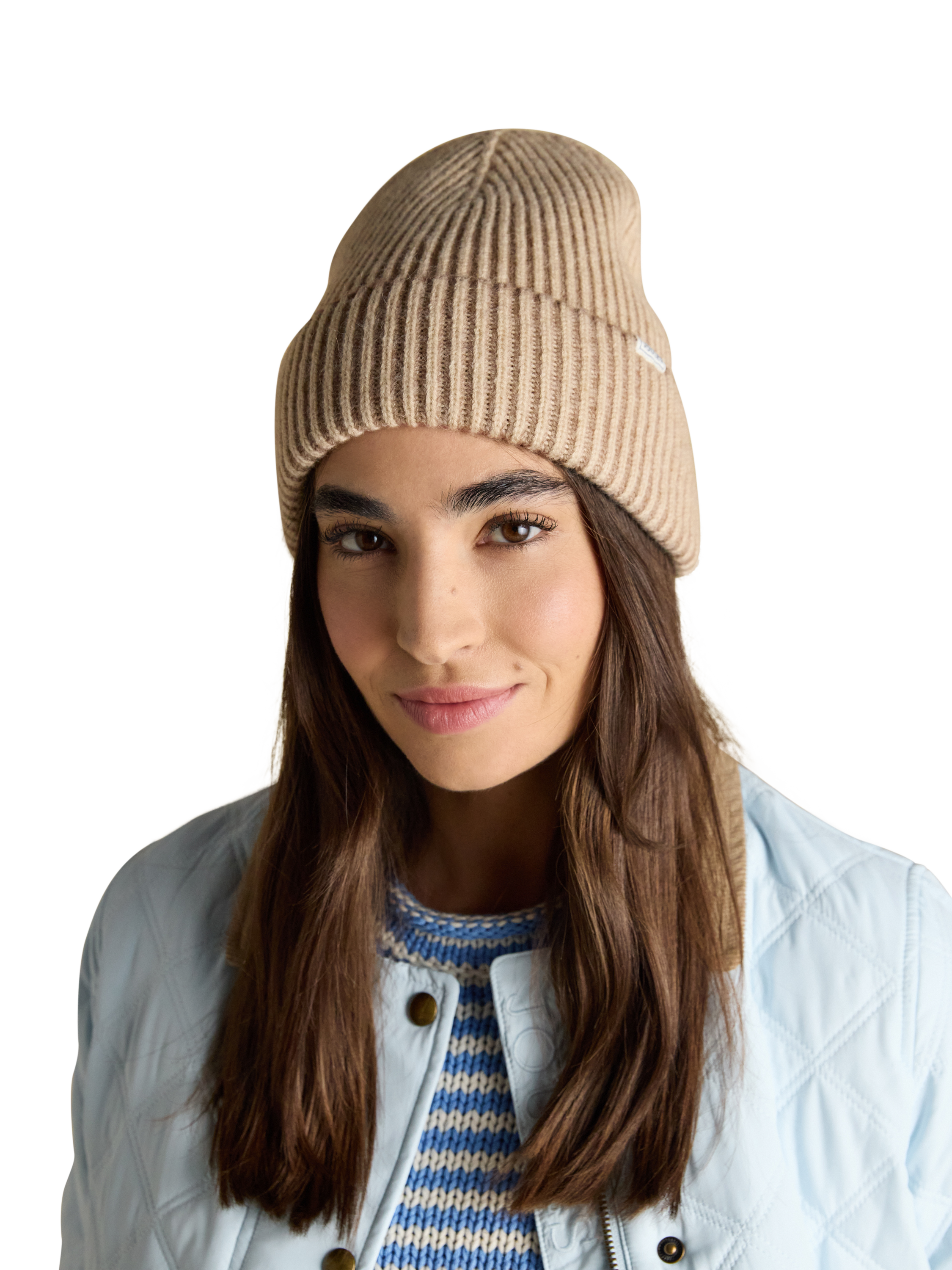 Product image 2 of 5, which shows Joules Plaited Beanie Hat, Oatmeal, One Size
