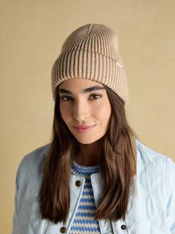 Joules Plaited Beanie Hat, Oatmeal - view 2, Oatmeal