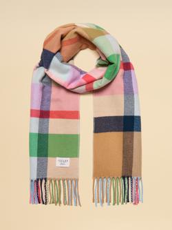 Joules Langtree Check Scarf, Pink/Green, Pink/Green