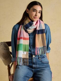 Joules Langtree Check Scarf, Pink/Green - view 2, Pink/Green