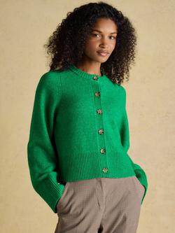 Joules Crew Neck Relaxed Fit Cardigan, Green, Green