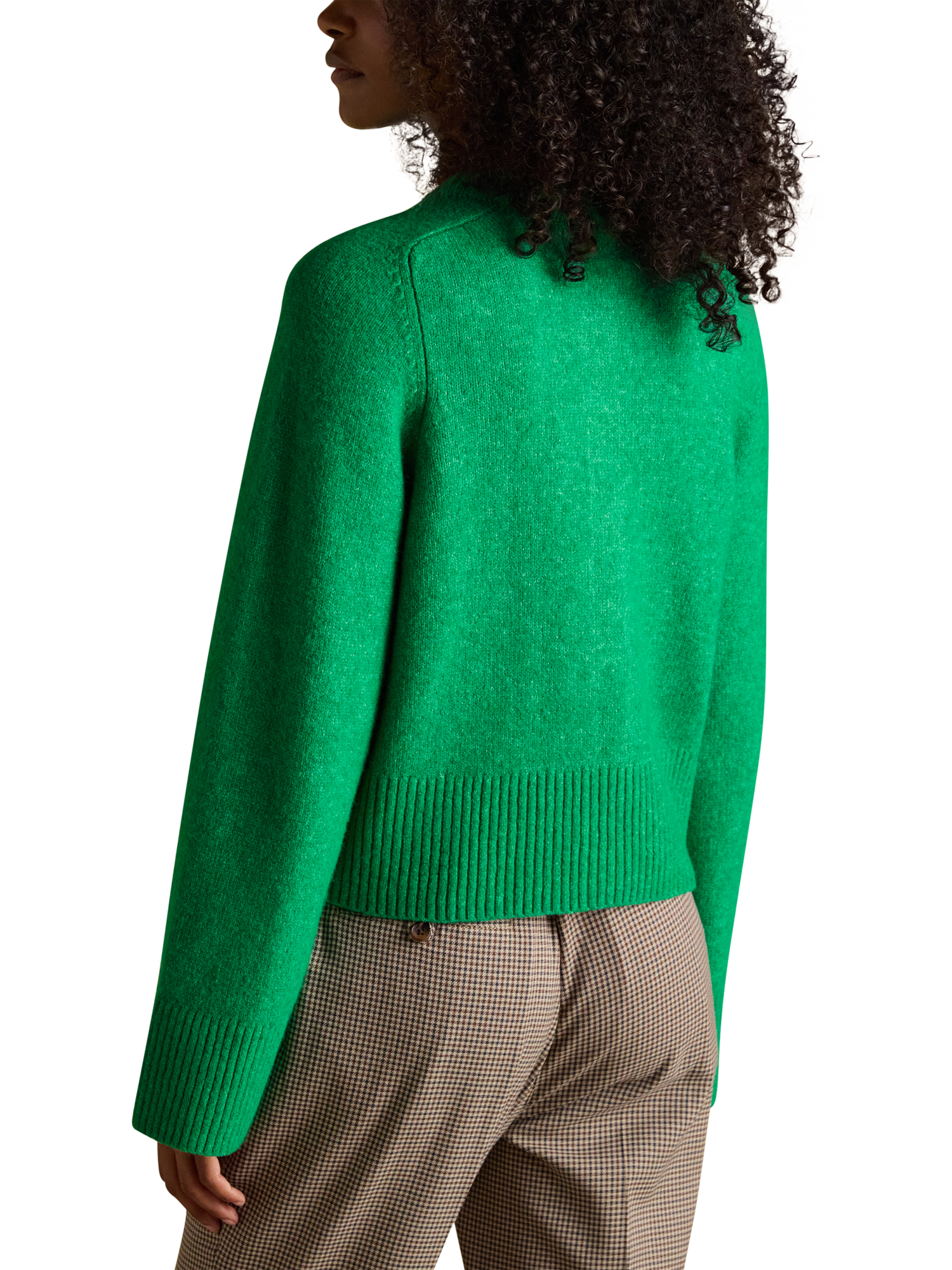 Product image 2 of 8, which shows Joules Crew Neck Relaxed Fit Cardigan, Green, XS