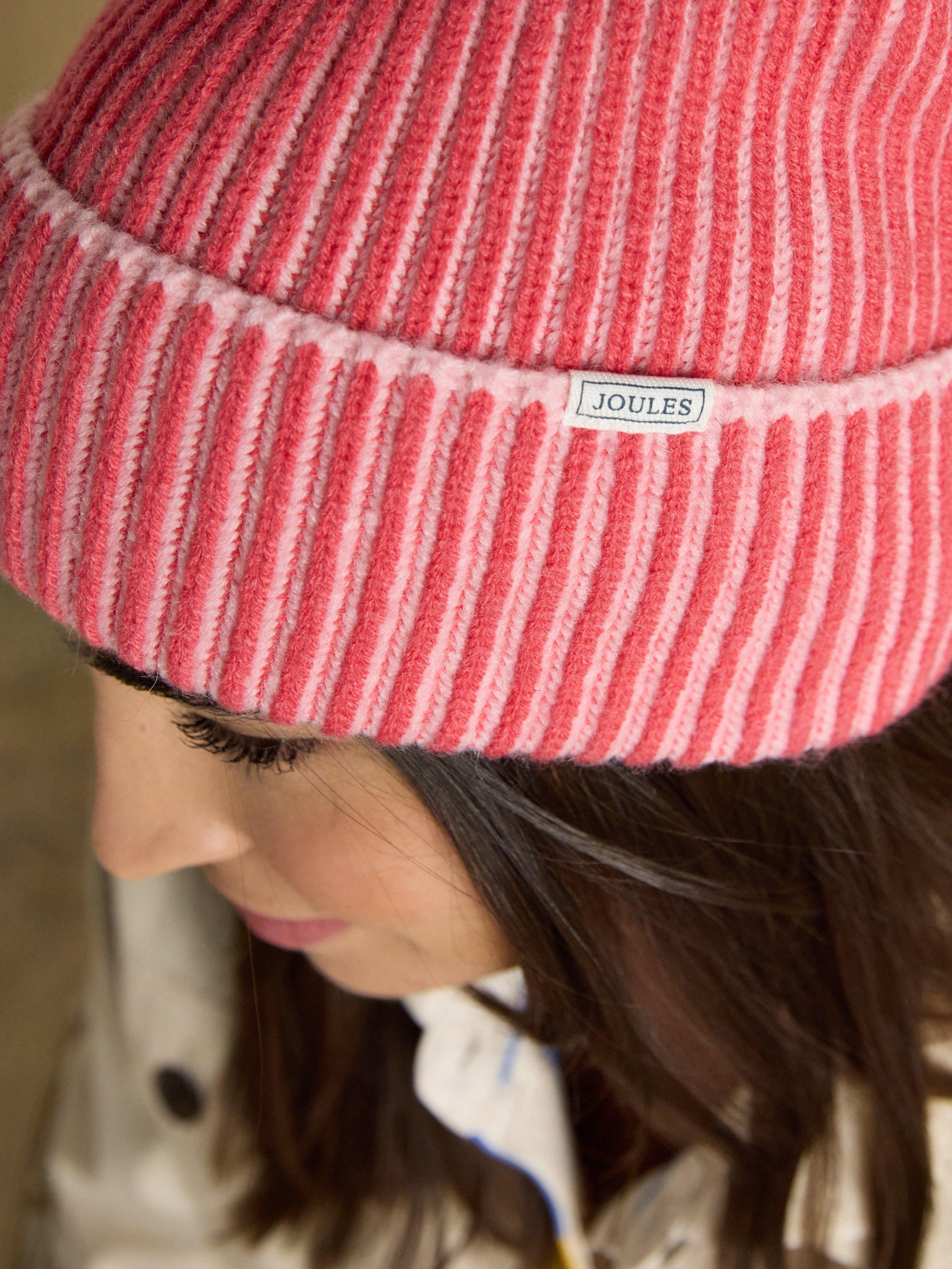 Product image 6 of 7, which shows Joules Plaited Beanie Hat, Pink, One Size