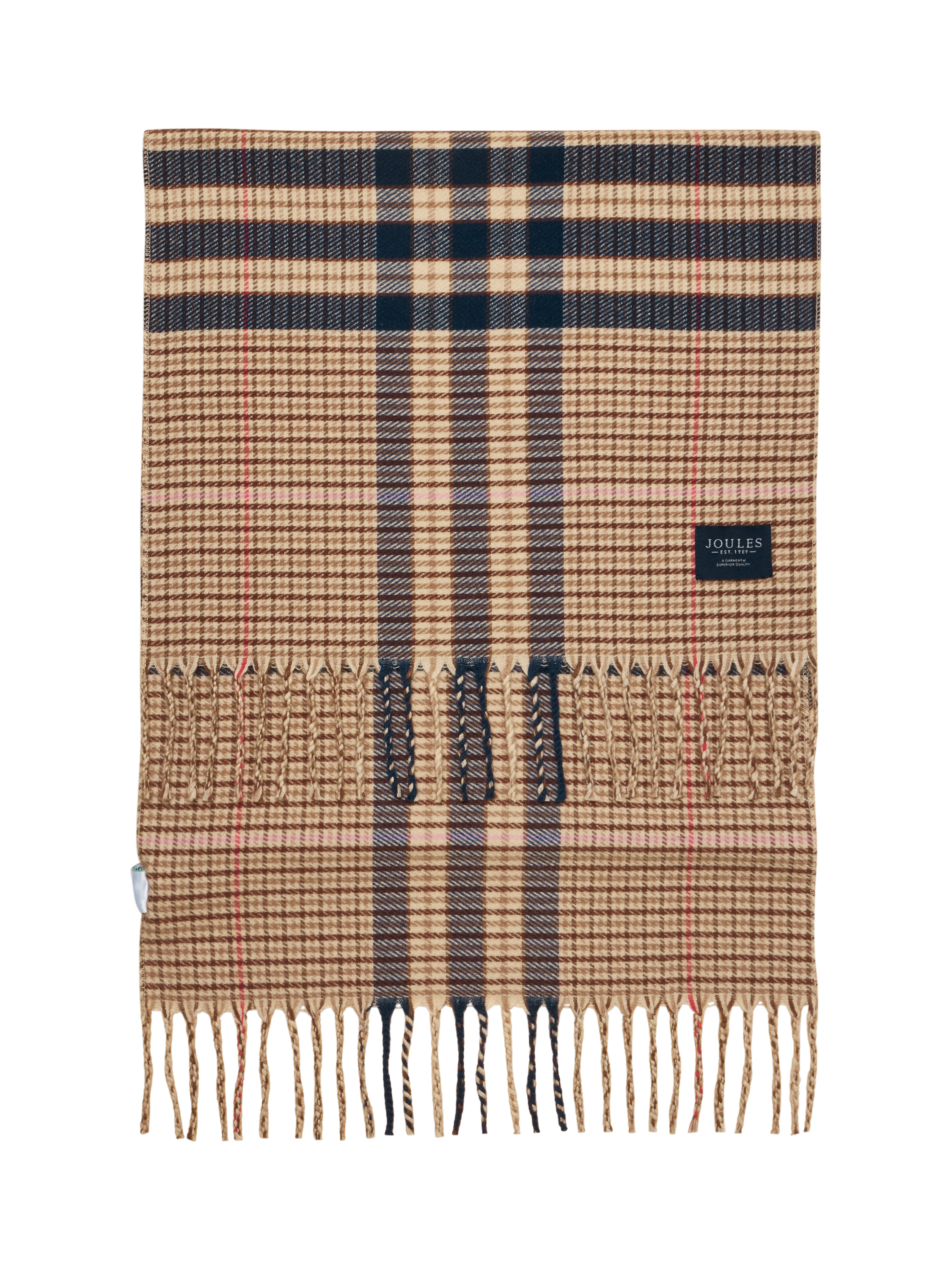Product image 6 of 7, which shows Joules Langtree Check Scarf, Cream/Navy, One Size